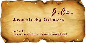 Javorniczky Csinszka névjegykártya